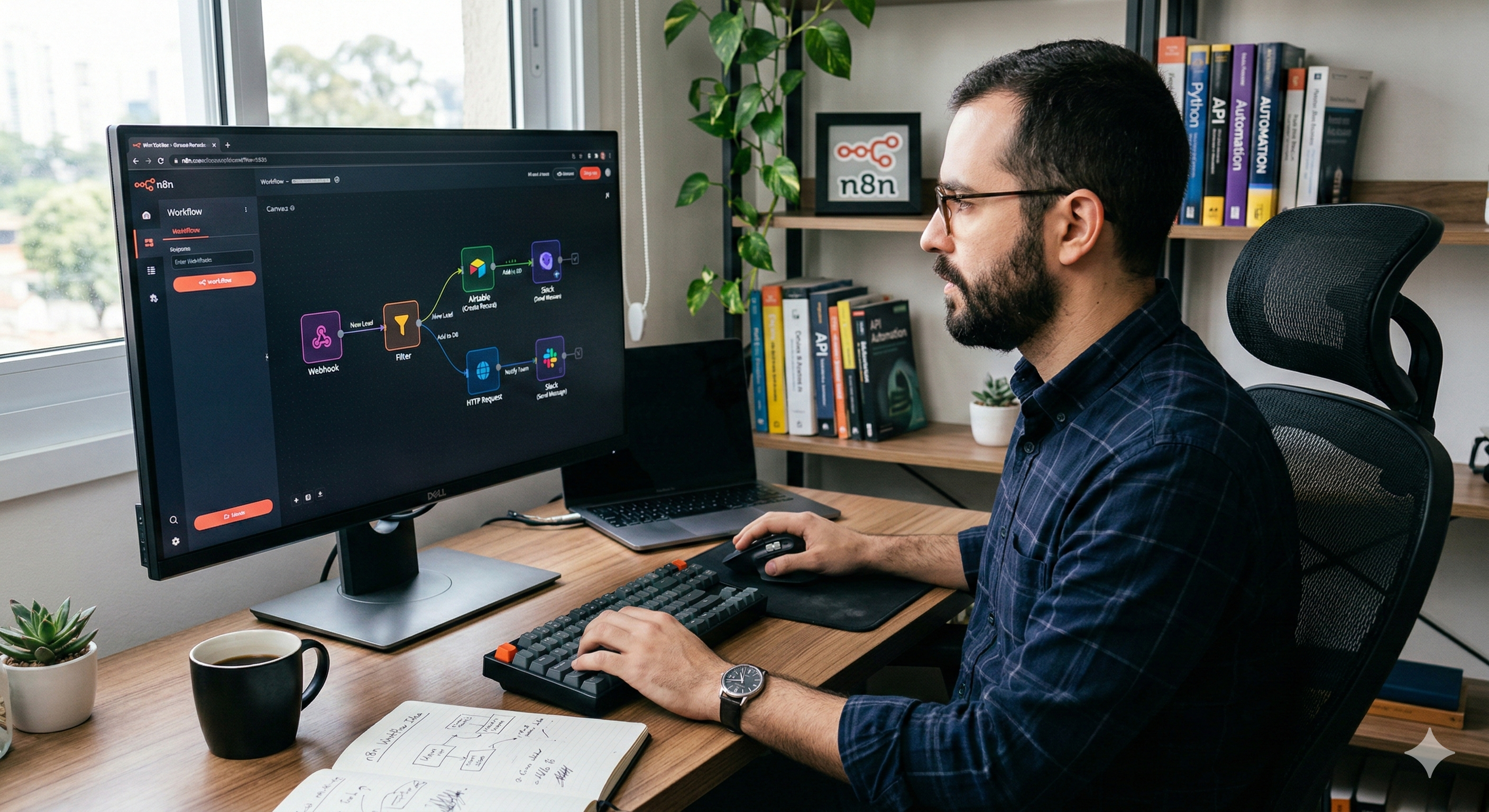 Automação de processos com inteligência artificial em operação empresarial